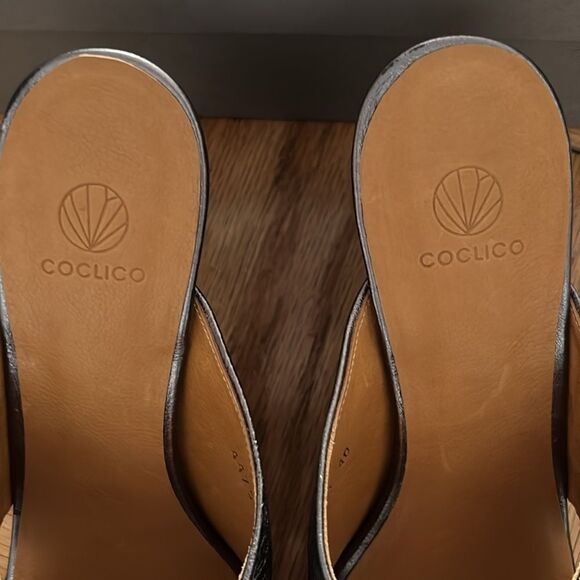 ✨NIB✨COCLICO Slip-on Sandal Heels Silver Leather Made in Spain Size EU 40/US 9 - Picture 12 of 15